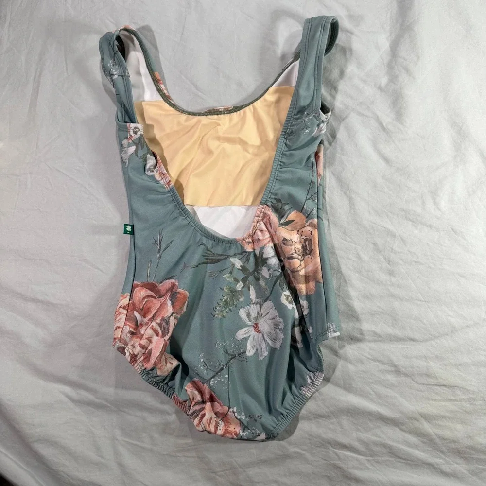 Luckyleo Dancewear Blue Antoinette Crescent Floral Leotard Scoop Neck XS‎ - Picture 2 of 8